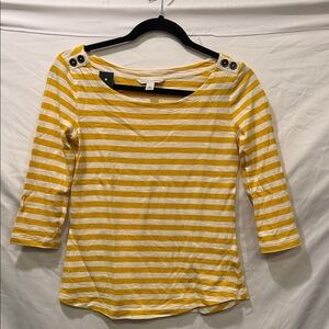 Banana Republic Striped Long Sleeve Top in Yellow and White